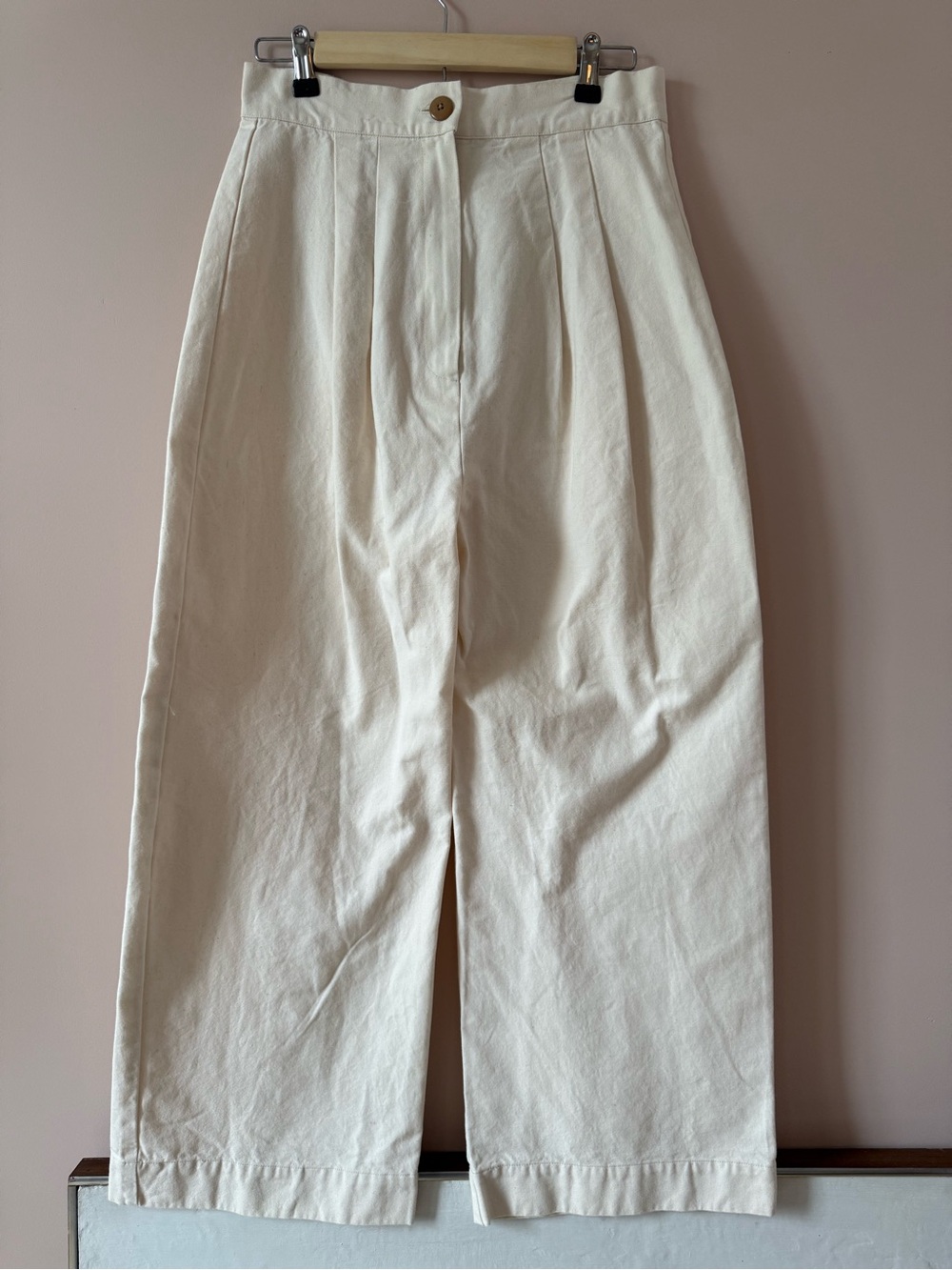 Ilana Kohn Cream High-Waist Pleated Chinos